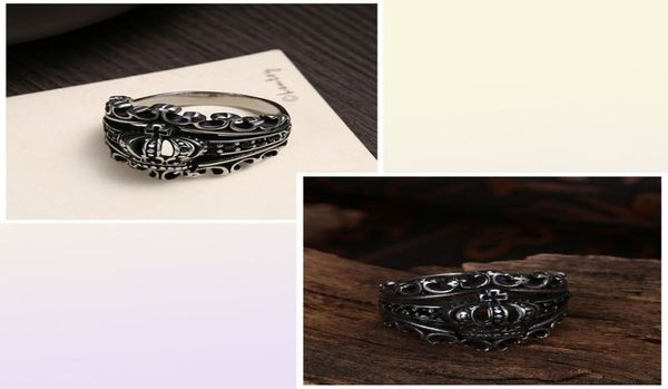 Gomaya Mens Taç Yüzükleri Yeni Moda Yüzüğü Sıcak Satış Black Royal King Knight Fleur de Lis Vine Yüzükler Erkekler Gmyr2608766278