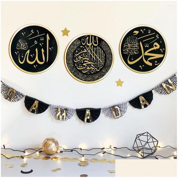 Adesivos de Parede Qifu DIY Decalque Eid Mubarak Cture Islâmico Muçulmano Arte Murais Ramadan Quarto Sala de estar Decoração de Casa Drop Delivery Dhkxz