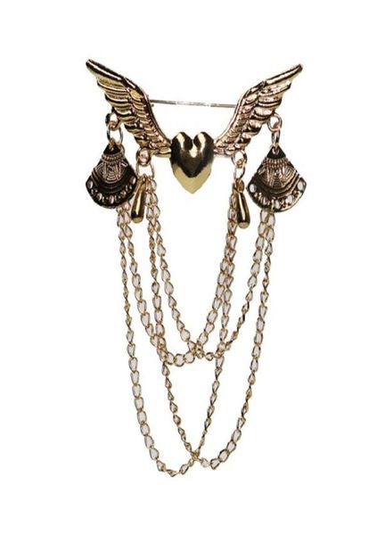 2020 Designer-Brosche Love Wings Brosche mit Quaste Schmuck Retro mehrschichtige Kette Kragen Pin Button Set Bekleidungszubehör jewe1311227