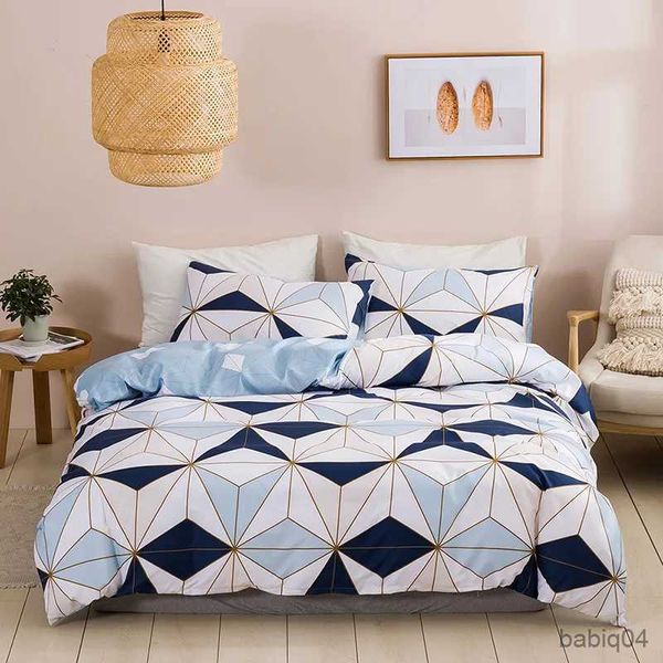 Conjuntos de cama Impressão geométrica Queen King Size Conjunto de capa de edredão Twin Full Stripes Conjuntos de cama 2-3 Pcs Soft Skin Friendly Cobertor Quilt Covers