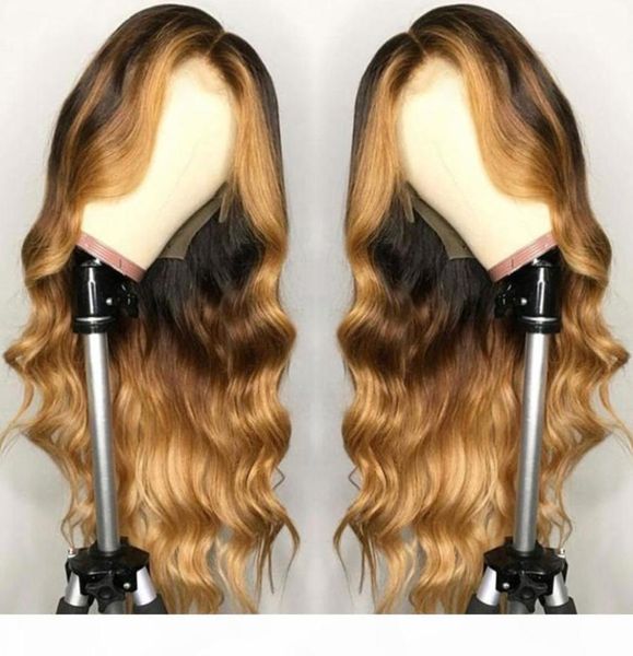 Highlight Blonde Ombre Lose Körper Welle Spitze Front Menschliches Haar Perücken Für Schwarze Frauen Brasilianische Remy Baby Vor Gezupft Seide basis WigAAA5178571