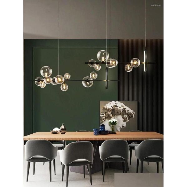 Lustres modernos LED novidade bolha de vidro candelabro nórdico sala de jantar lâmpada escritório iluminação cozinha ilha decoração de casa pendurado dhuyf
