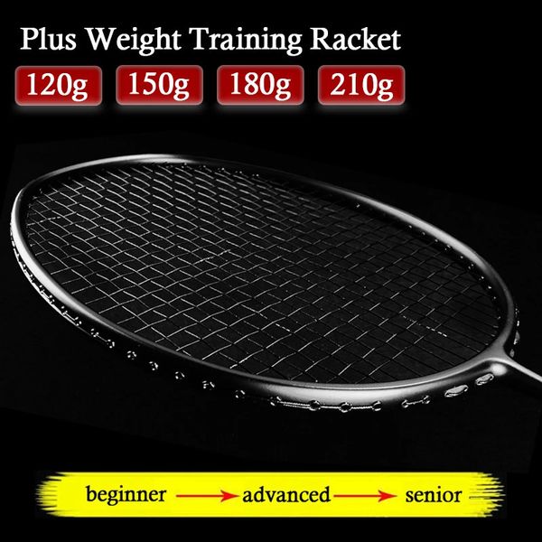 Além de treinamento de peso raquete badminton 2634 libras 120g 150g 180g 210g fibra carbono profissional tipo ofensivo raquetes 240202