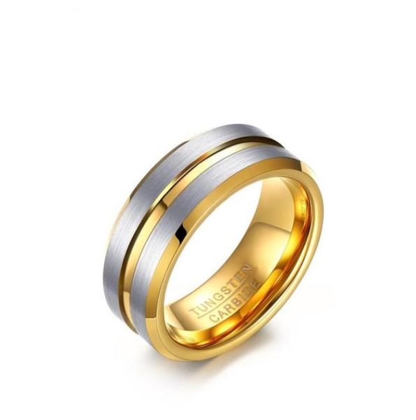 8MM Argento Colore oro Moda Semplice Men039s Anelli Anello in carburo di tungsteno Regalo gioielli per uomo Ragazzi J04570823157034092