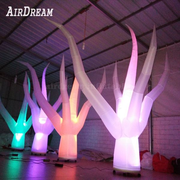 4 mH (13,2 piedi) con ventilatore all'ingrosso Cambia colore LED tubo pilastro Illuminazione pianta acquatica gonfiabile erba marina albero tentacolo per la decorazione del partito