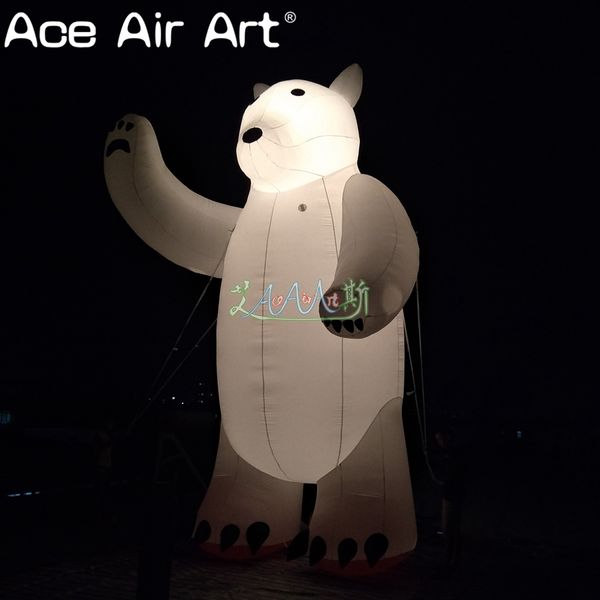 Atacado 5m de altura branco amigável inflável urso polar mascote inflável urso em pé explodir modelo animal para eventos ao ar livre ou