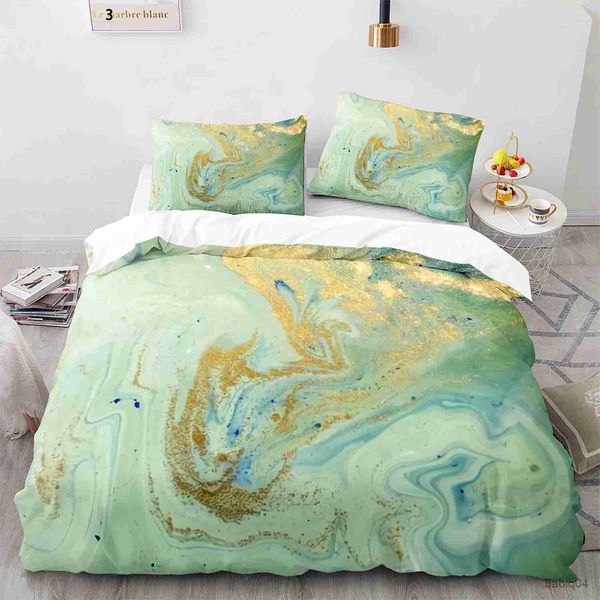 Set di biancheria da letto Set copripiumino in marmo metallizzato oro nero Queen/King/Full/Twin Size Set di biancheria da letto con stampa laminata glitter per ragazzi adolescenti ragazze uomini donne