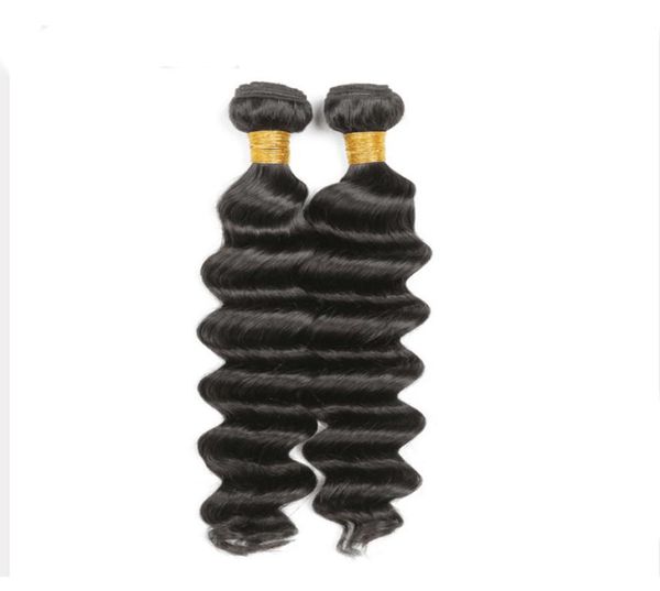 Capelli vergini sciolti malesi con onda profonda 2 pacchi con chiusura in pizzo 4X4 3 pezzi slot capelli umani non trattati colore nero naturale Coar7224966