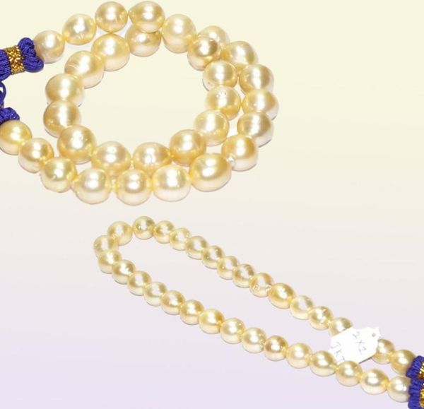 Gioielleria di perle pregiate Lustre 18quot1214mm rara collana di perle naturali naturali del Mare del Sud rotonda dorata e colorata 14K1101981