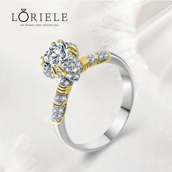 Кольца кластера LORIELE 1 Ct Элегантное кольцо с короной из муассанита D VVS1 с сертификатом GRA S925, серебро для свадьбы, вечеринки, женские ювелирные изделия, подарок