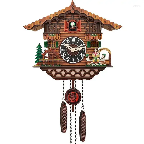 Relógios de parede Cuco relógio Pendulum Quartz Black Forest House Decor de casa antiga de madeira