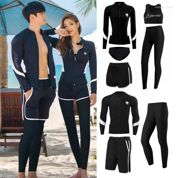 Roupa de banho feminina wisuwore rash guard casais 2024 coreano manga longa multi peças maiô fatos de banho surf pant