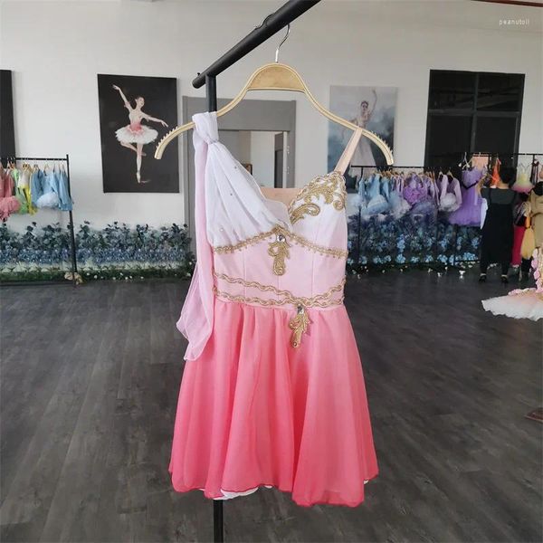 Palco desgaste moda tamanho personalizado cor crianças meninas mulheres adulto ballet performance cupido chiffon vermelho rosa vestido de dança lírica