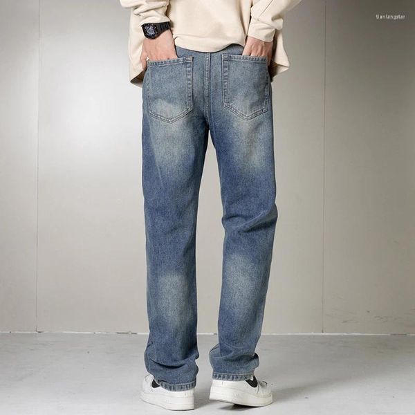 Männer Jeans Plus Größe 28 36 Lose Gerade Denim Casual Hellblau Farbe Männliche Breite Bein Hosen Klassische Marke lange Hosen