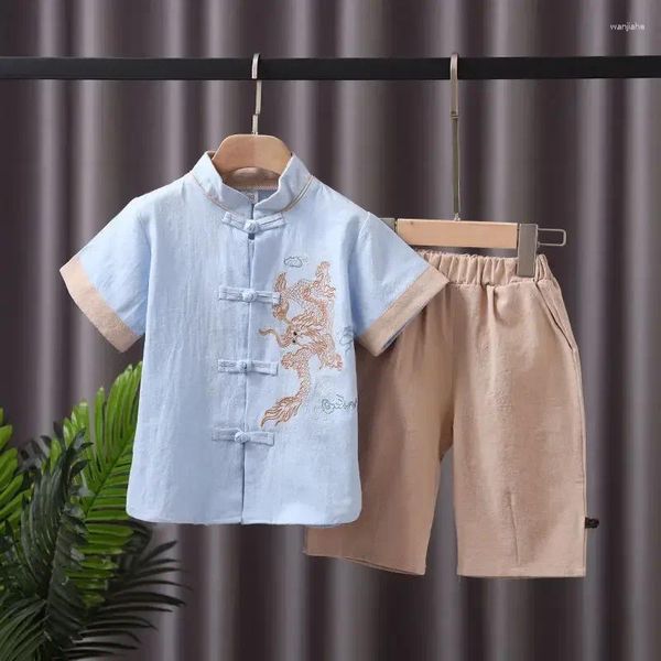 Ethnische Kleidung 17 Stile Sommer Chinesische Baumwolle Leinen Zarte Stickerei Stehkragen Kurzarm Tang Anzug Jungen Baby Jahr Kleidung