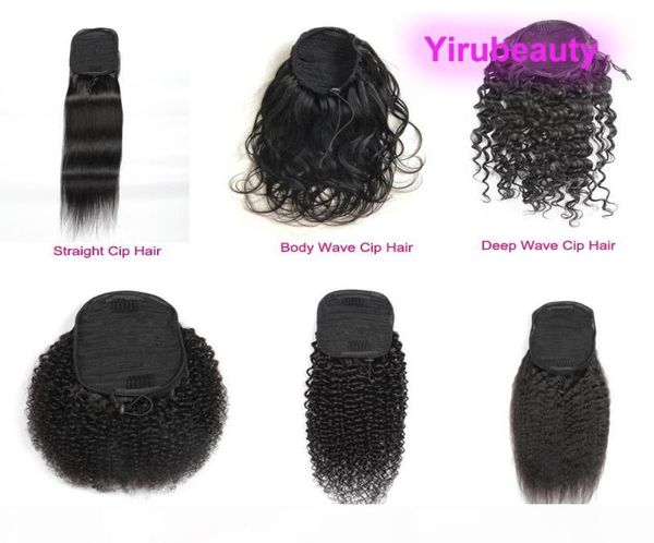 Brasileiro 100 rabos de cavalo de cabelo humano afro kinky encaracolado 820 polegadas em linha reta onda do corpo cabelo virgem cor nautral rabos de cavalo onda profunda ki6622563