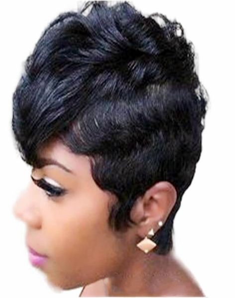 Парики из натуральных волос ShortBob Бесклеевые короткие вьющиеся парики для женщин можно мыть и завивать с волнистой стрижкой пикси без кружевного переднего парика3838543