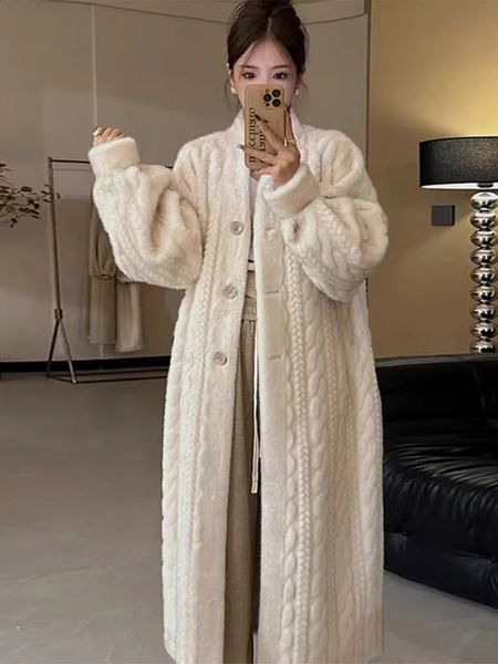 Faux Pelzmantel Frauen Casual Warme Mode Verdicken Weichen, Flauschigen Parka Weibliche Feste Lange Ärmel Lose Koreanische Outwears Dame 240202