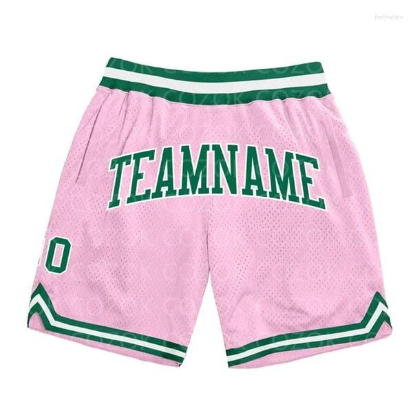 Мужские шорты на заказ светло-розовые подлинные баскетбольные 3D-печатные мужские шорты с именем Mumber быстросохнущие пляжные