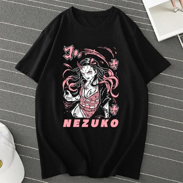 T-shirt da uomo 2024 T-shirt Kimetsu No Yaiba Nezuko Kamado Summer Tee Harajuku Tops Demon Slayer Anime Manga Shirt per donna Uomo Abbigliamento