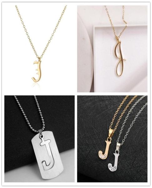 Letter J Stainless steel alloy Alphabet name Initial pendant necklace monogram America English word sign chain friend woman mothe4282893