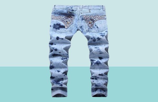2019 Jeans da motociclista slim fit da uomo dritti con zip abbigliamento da uomo Distressed Hole Streetwear Style lusso Robin Jeans6447691