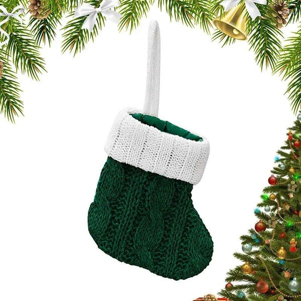 Decorazioni natalizie Mini calze piccole come albero Appesi in maglia Porta regali per feste Stoviglie