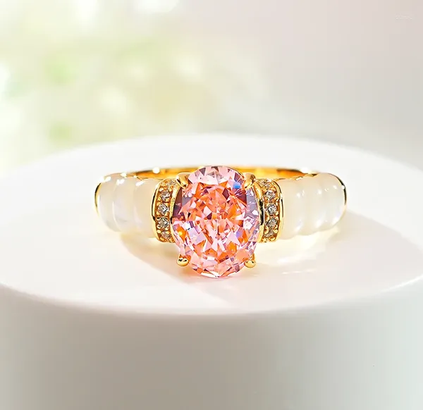 Anéis de cluster elegante papalacha fritillaria 925 anel de prata conjunto com diamante de alto carbono esmagado corte versátil para uso diário