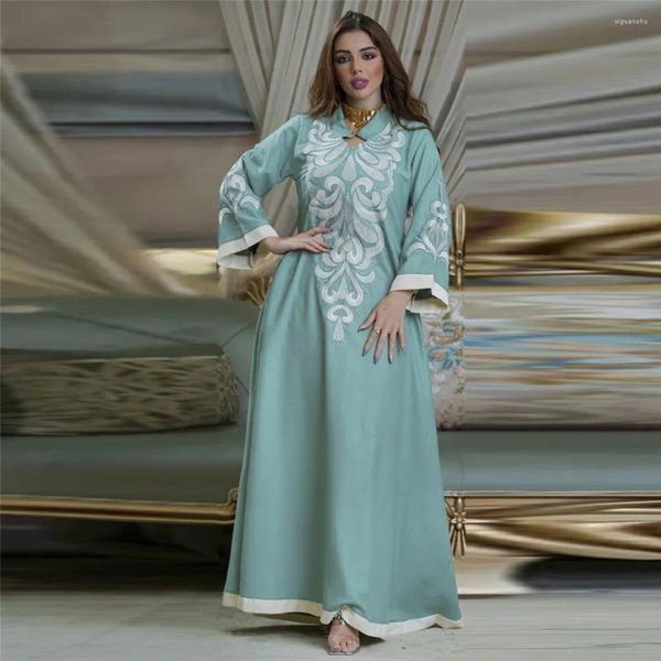 Roupas étnicas Marrocos Vestido Mulheres 2024 Eid Ramadan Party Muslim Abaya Dubai Abayas Bordado Kaftan Elegante Vestidos de Noite Vestidos