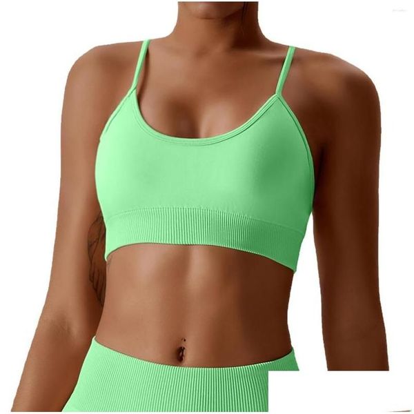 Yoga-Outfit Top Frauen Sport-BH Fitnessstudio Nahtlose Outdoor-Laufunterwäsche Weiche und bequeme Rückseite Nackte Fitnesskleidung Drop Delive Dh1Q4