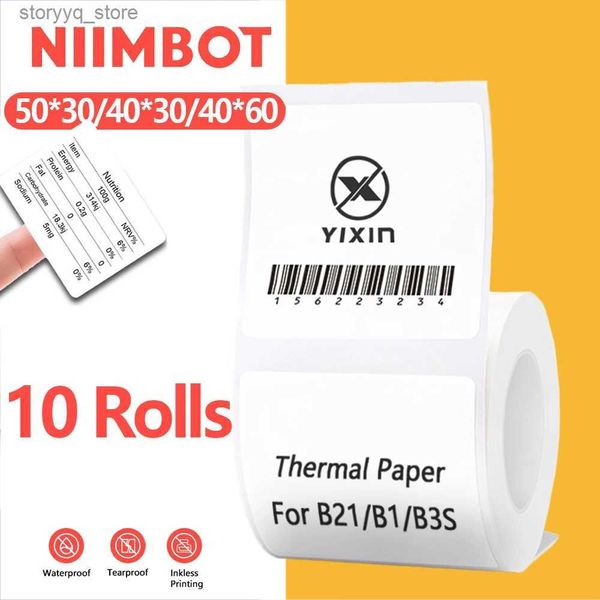 Etichette Tag NiiMBOT 3/5/10 rotoli di carta per B1 B21 Adesivo termico Etichetta adesiva bianca Carta ufficiale per Niimbot Mini stampante Q240217