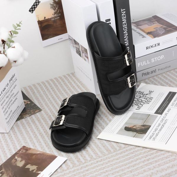 Сандалии, удобные черные роскошные мужские тапочки, брендовые высококачественные классические дизайнерские тапочки из кожи и ткани, женская обувь 2024 года