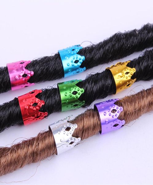 ZhiFan 1010mm Princess Crown Shape perline dreadlock colorati polsino con perline dreadlock per dreadlocks tessuto alluminio misura regolabile8262618