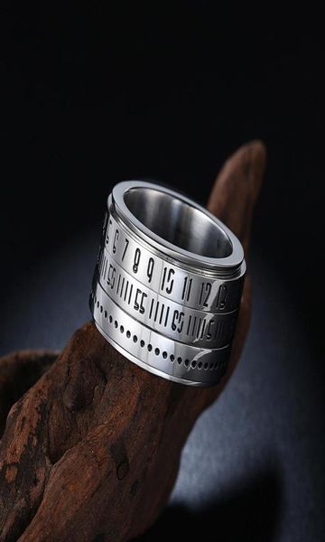 Личность в стиле панк Men039s, кольцо из нержавеющей стали, которое может превратить римское кольцо с цифровым паролем, серебряные кольца для мужчин, ювелирные изделия для вечеринок1333338