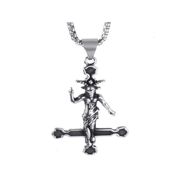 Colares Pingente Elfasio Homens Colar de Aço Inoxidável Baphomet Cabra Invertida Jóias Satânico Satã Demônio Diabo Lúcifer9702479 Gota Dh507