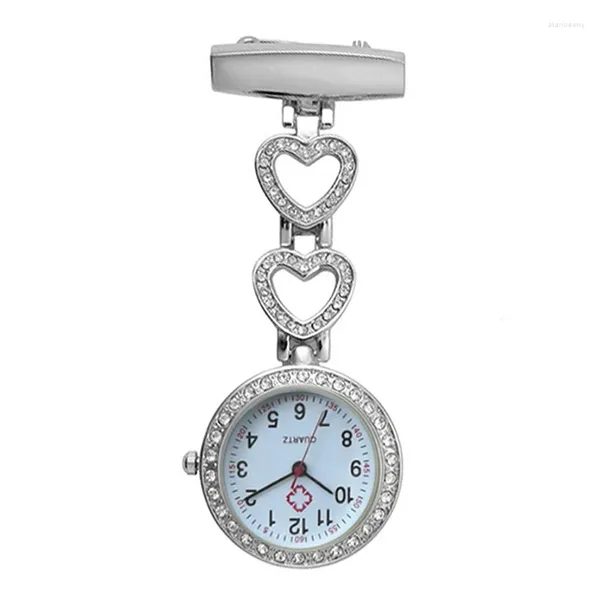 Orologi da tasca Orologio da donna alla moda Clip-on a forma di cuore/stella a cinque punte con ciondolo orologio al quarzo per medico infermiere SCI88