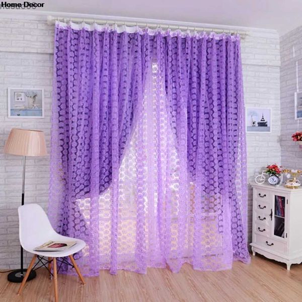 Cortina 4 cores rosa voile cortinas blackout sala de estar cortinas de tule transparente decoração de casa apenas triagem de janela 1 lado