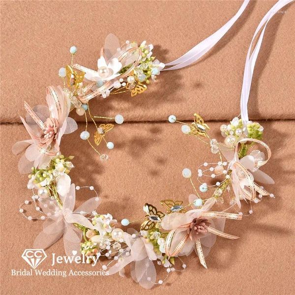 Haarspangen Romantische Haarbänder für Frauen Hochzeit Zubehör Braut Kopfschmuck Verlobung Hairwear Prinzessin Blumen Stirnbänder At151