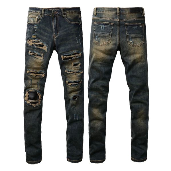 Tasarımcı Mens Jeans Mor Moda Düz Pantolon Yepyeni Gerçek Streç Robin Rock Revival Kristal Perçin Denim 852