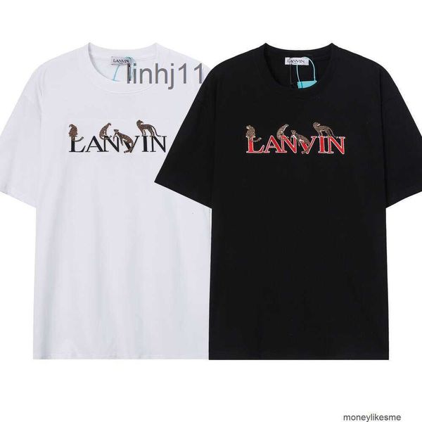 Mens Tshirts Moda Giyim Tasarımcı Tees Derin Lanvins Zhaocaijin Leopar İşlemeli Günlük Kısa Kollu Tshirt Erkekler Sevgililer Saf Cotto7QJT