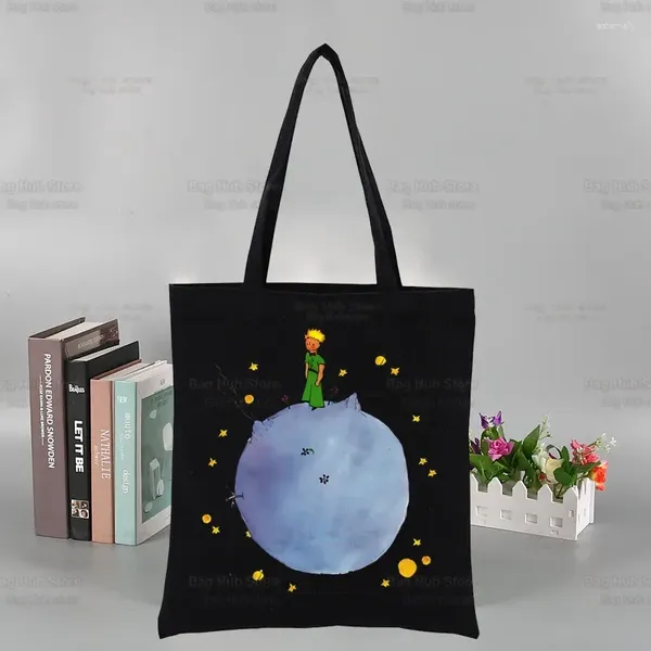Sacos de compras Little Earth Space Y2K Art Harajuku Kawaii Canvas Bolsa de Ombro Eco Tote Bolsa Uso Diário