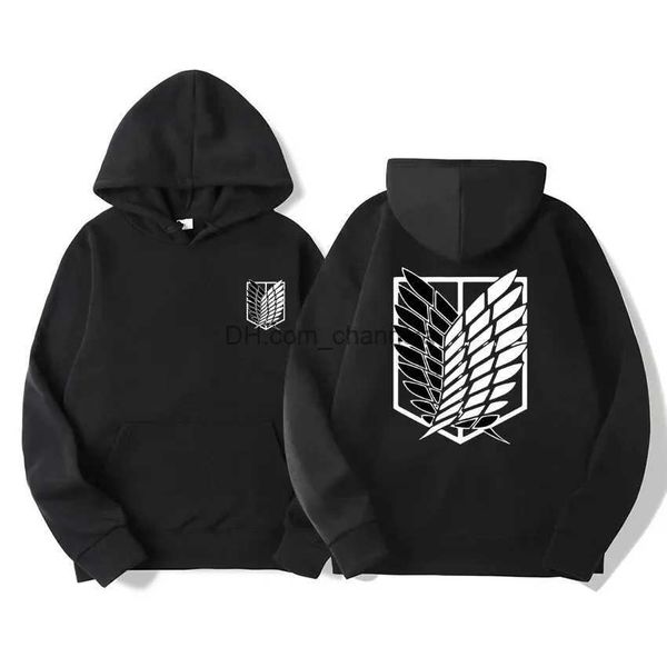 Moletons masculinos Moletons Attack on Titan Mens Hoodie Anime Hoodies Homens Mulheres Streetwear Pulôver Harajuku Shingeki no Kyojin Moletom com capuz Roupas T240217