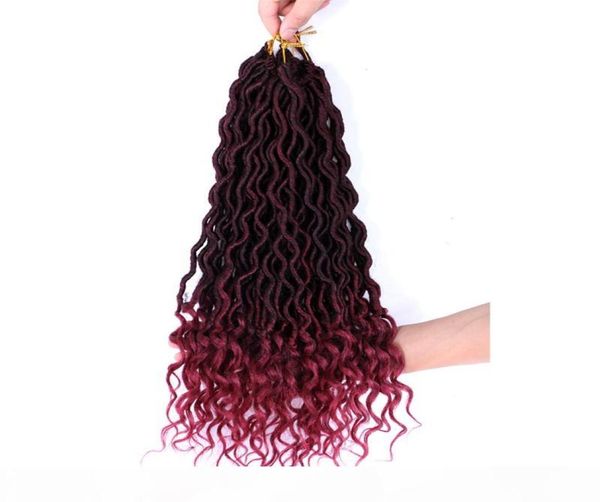 Shanghair 18039039 Goddess Faux Locs Curly Ends Kurze gewellte synthetische Haarverlängerungen 70 g/Stück Häkelzöpfe Schwarz Afros3930563