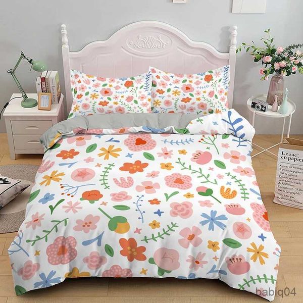 Conjuntos de cama florescendo flores rei rainha capa de edredão vermelho romã flor conjunto de cama para mulheres adorável floral 2/3 pçs capa de edredão de poliéster