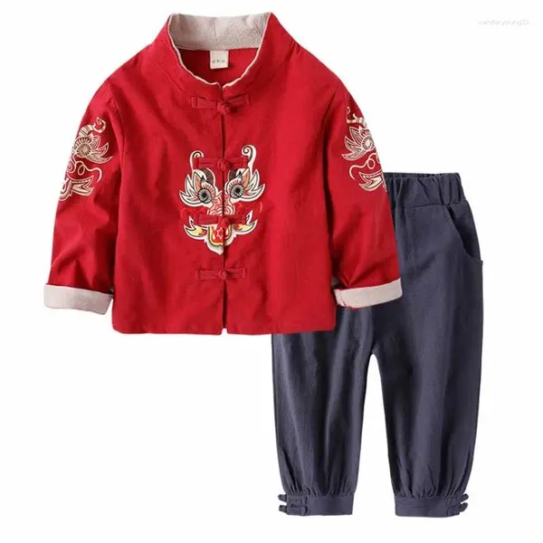 Этническая одежда, детская одежда Hanfu, весенне-осенний старинный костюм для мальчиков, одежда Тан для девочек, одежда для выступлений в китайском стиле, наряд с принтом
