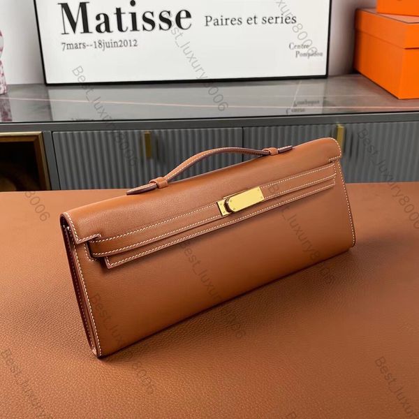 Alle handgefertigten Designer -Kupplungsbeutel mit importiertem EPSOM, Swift Gold, um ein Bankett -Essential -Handtaschen -Brieftasche zu erstellen