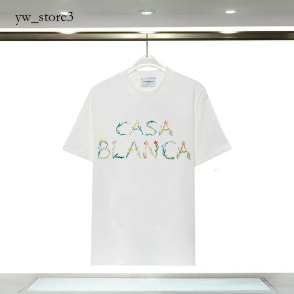 Casa Blanca Luxo Casa Marca Casablanc Camisa 23ss Homens Camiseta Designer Camisetas Moda Homem Mulheres Smiley Casablanca Impressão Casablanca Tees Tamanho S-XL 7773