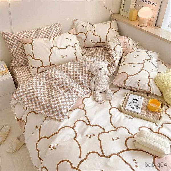 Set di biancheria da letto Set di biancheria da letto per bambini Senza imbottitura Copripiumino in cartone animato Kawaii Lenzuolo piatto Biancheria da letto morbida Dormitorio Camera da letto Tessili per la casa