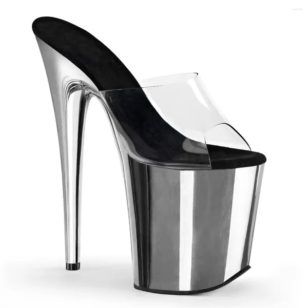 Летние прозрачные женские тапочки для танцев на пилоне, высокие каблуки с гальванической подошвой, модельная обувь 20 см, пикантная обувь для ночного клуба