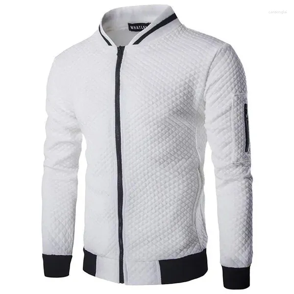 Hoodies masculinos 2024 primavera e outono casaco de malha branco manga comprida cardigan com zíper camisa casual tamanho grande camisolas roupas
